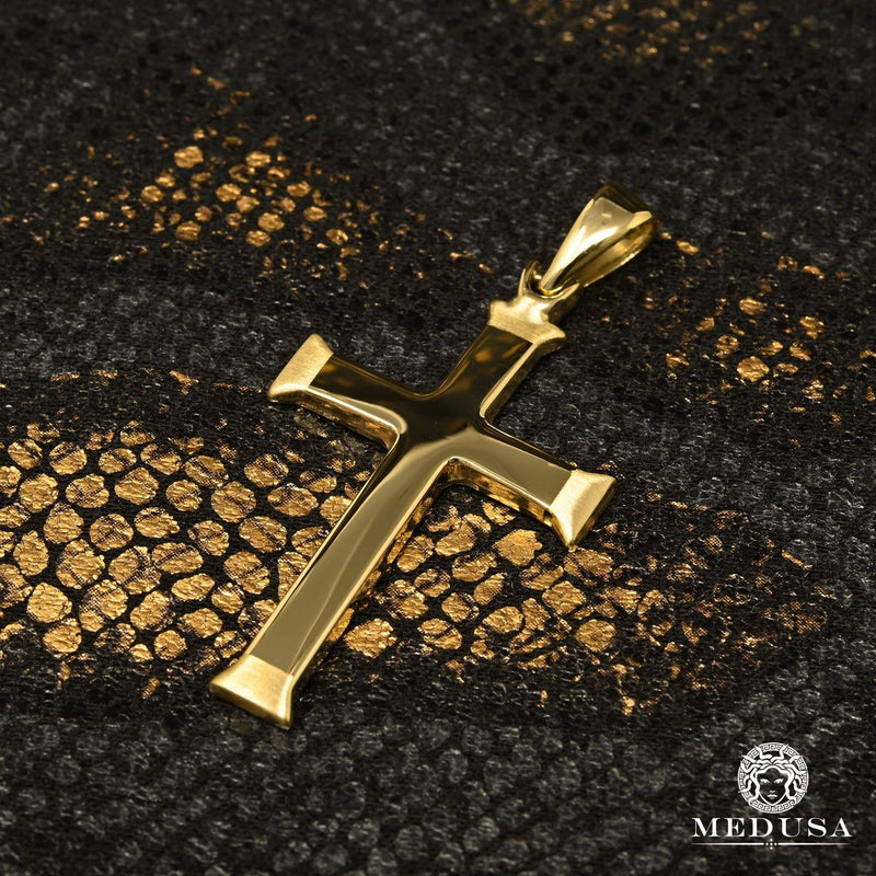 Pendentif en Or 10K | Pendentif Croix Quartz X12 Or Jaune