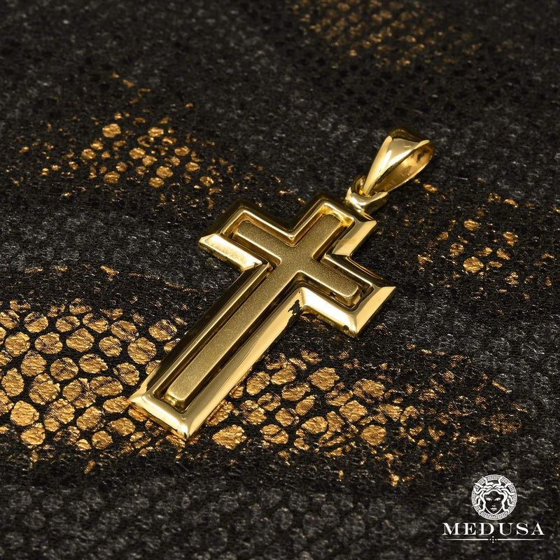 Pendentif en Or 10K | Pendentif Croix Quartz X15 Or Jaune