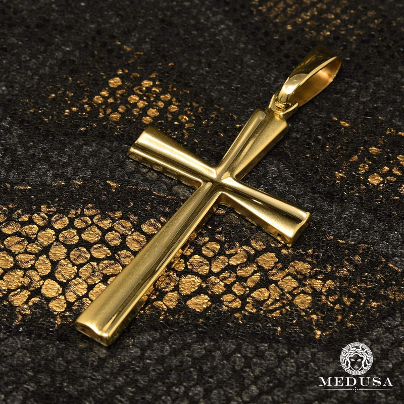 Pendentif en Or 10K | Pendentif Croix Quartz X5 Or Jaune