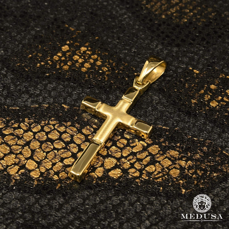 Pendentif en Or 10K | Pendentif Croix Quartz X7 Or Jaune