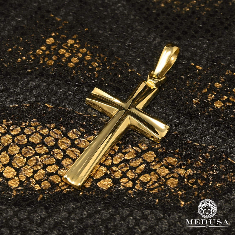 Pendentif en Or 10K | Pendentif Croix Quartz X8 Or Jaune