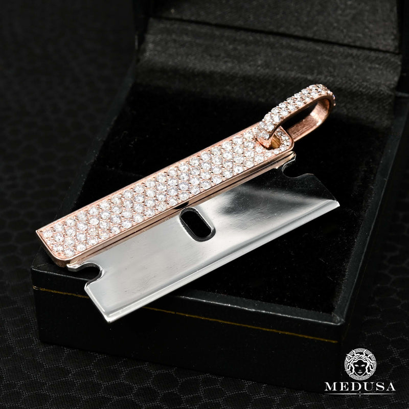 Pendentif à Diamants en Or 10K | Pendentif Divers Razor D1 - Diamant Or Rose 2 Tons