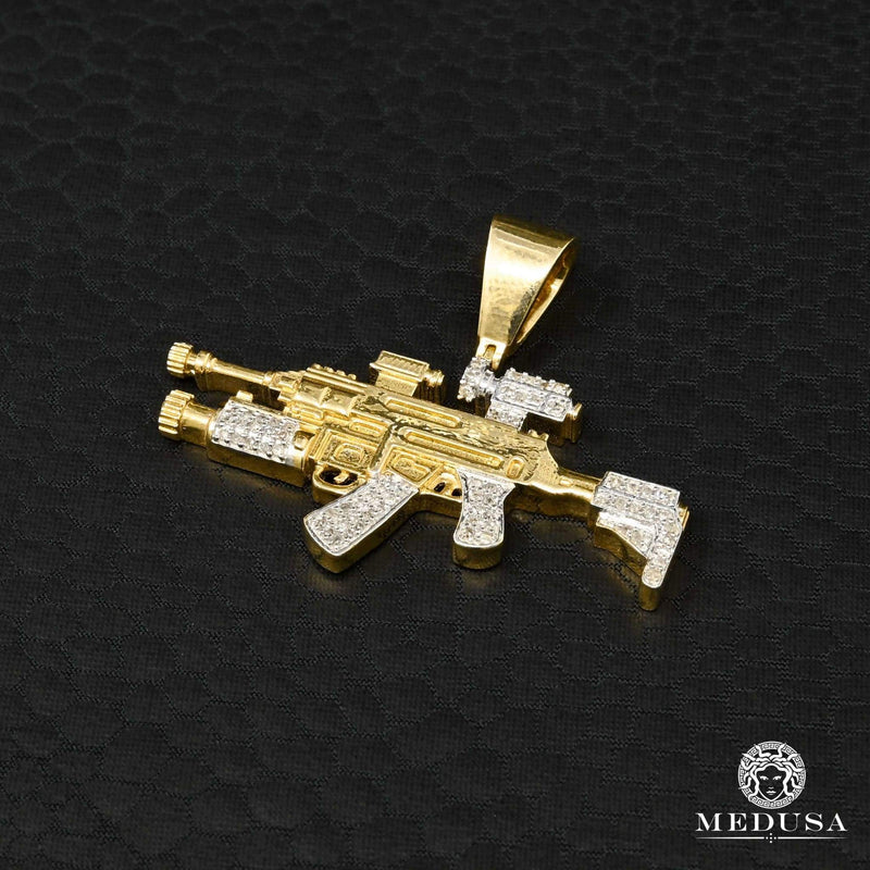 Pendentif à Diamants en Or 10K | Pendentif Divers Rifle D1 - Diamant Or 2 Tons