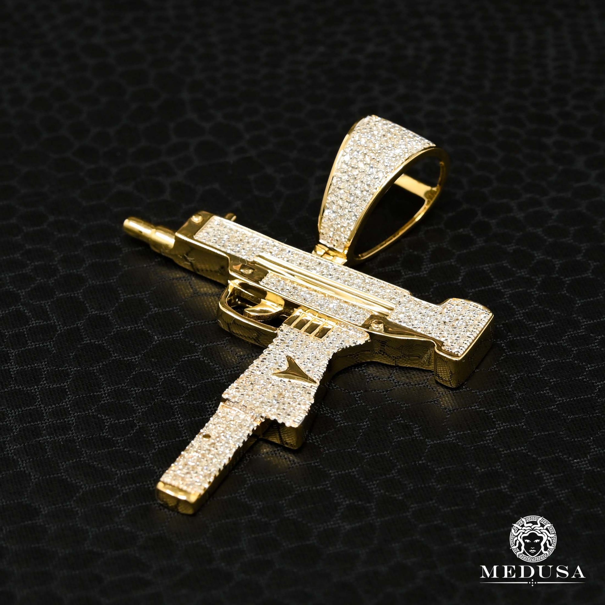 Pendentif à Diamants en Or 10K | Pendentif Divers Rifle D6 - Diamant Or Jaune