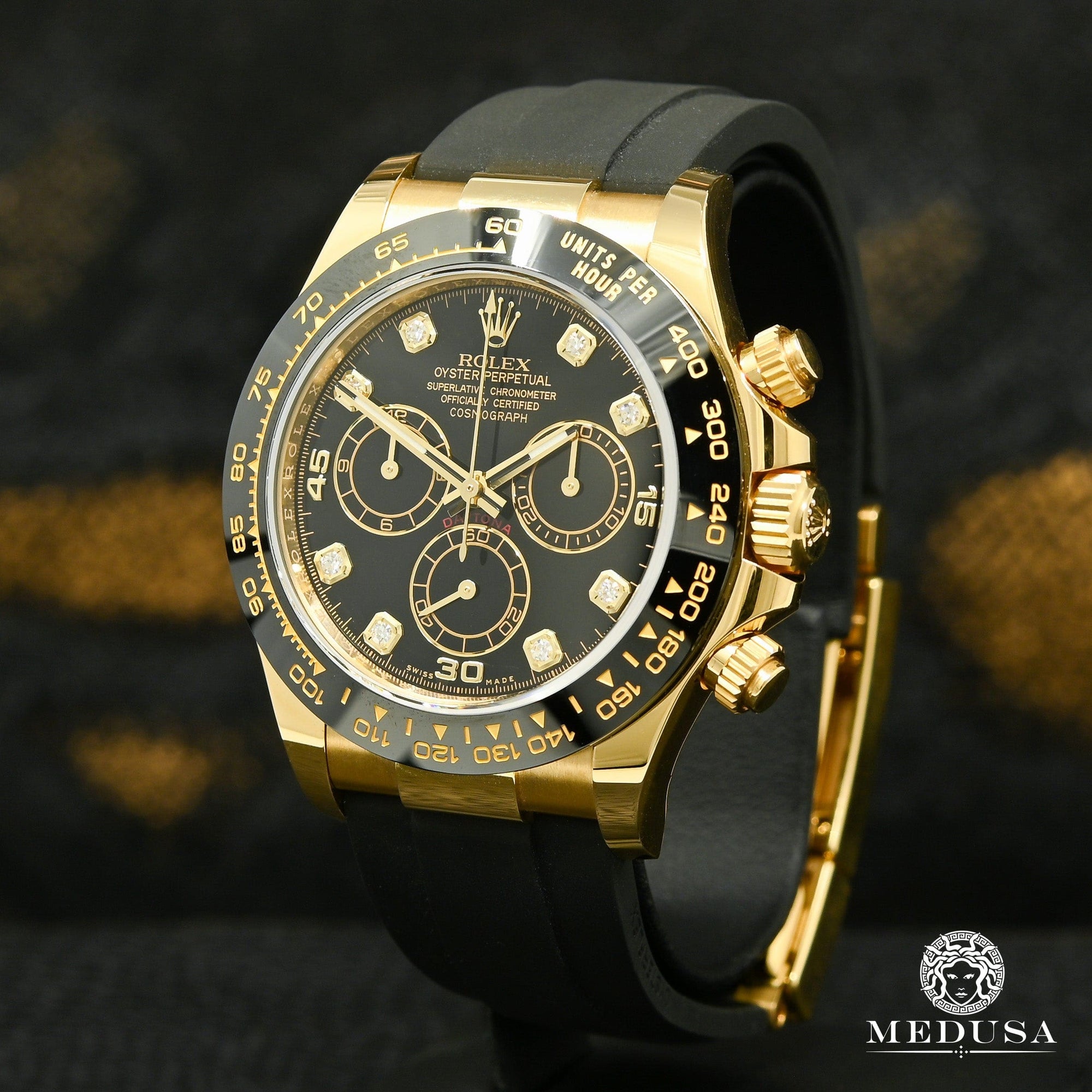 Montre Rolex | Montre Homme Rolex Cosmograph Daytona 40mm - Black Diamond OysterFlex Or Jaune