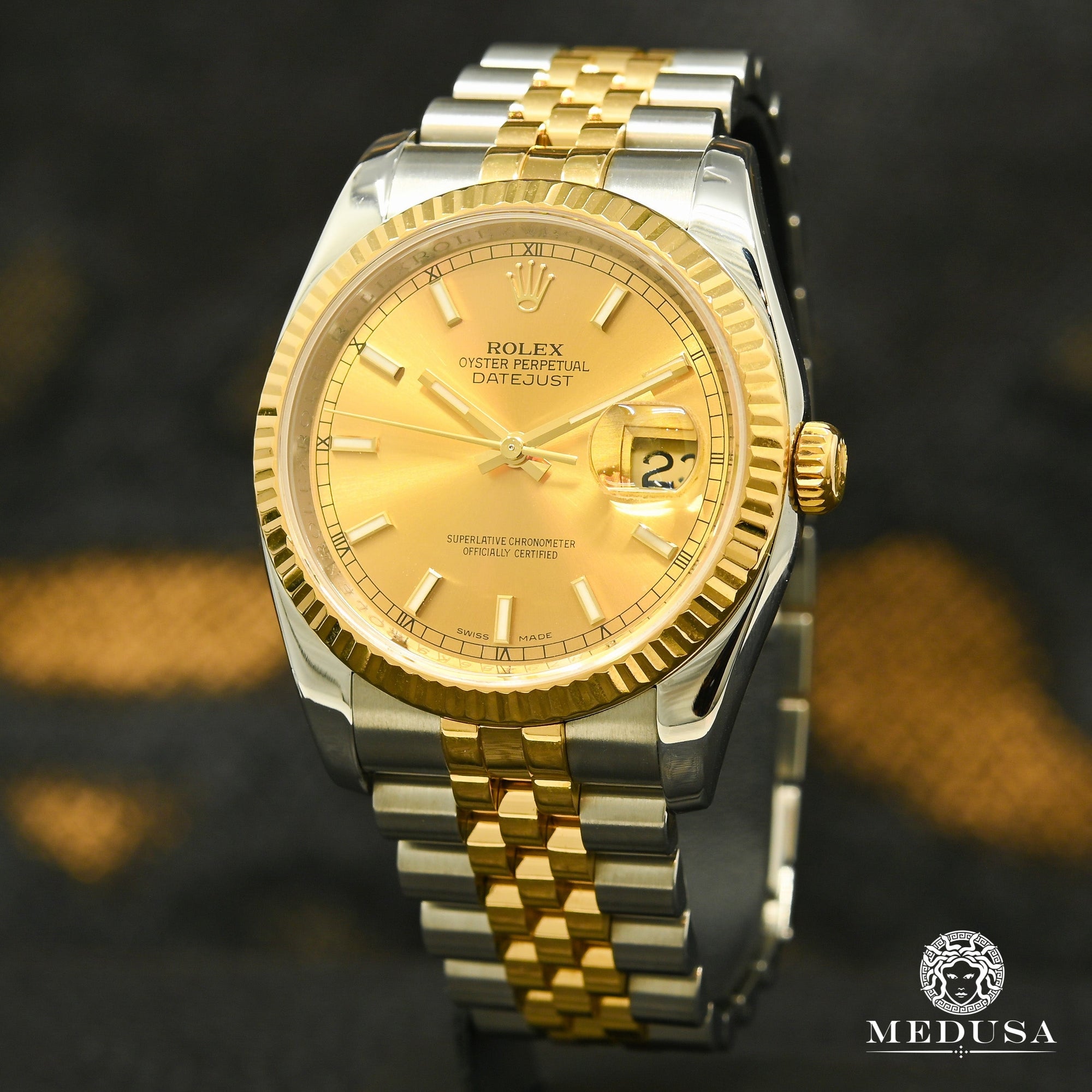 Montre Rolex | Montre Homme Rolex Datejust 36mm - Modern Champagne Stick Or 2 Tons