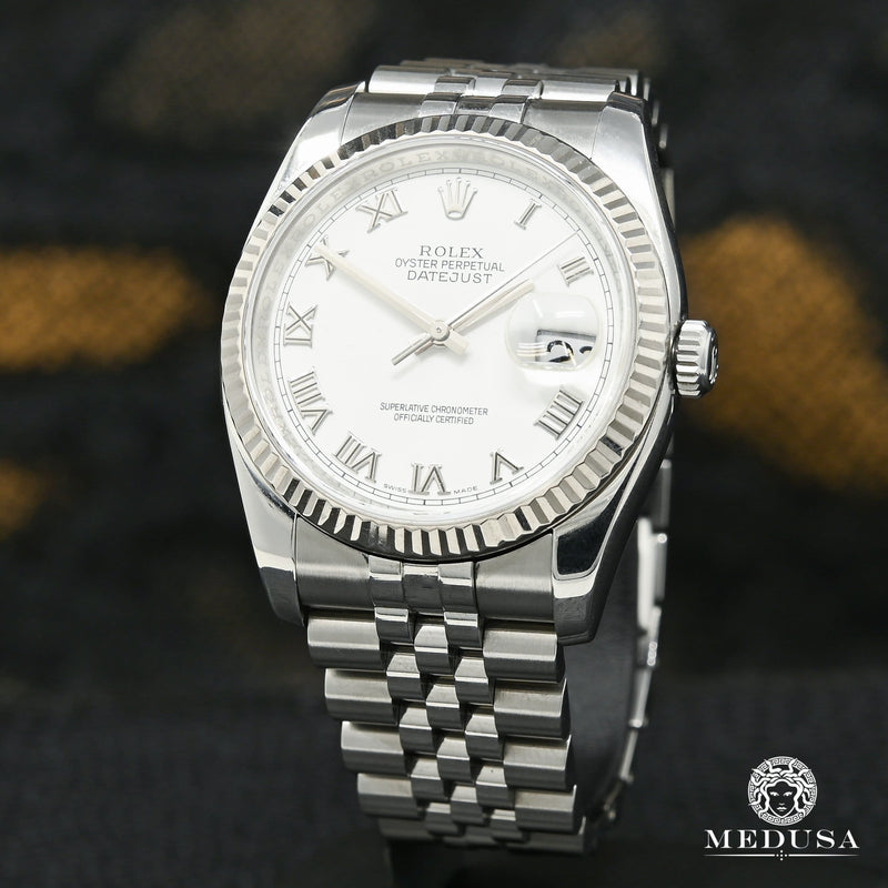 Montre Rolex | Montre Homme Rolex Datejust 36mm - White Romain Or Blanc