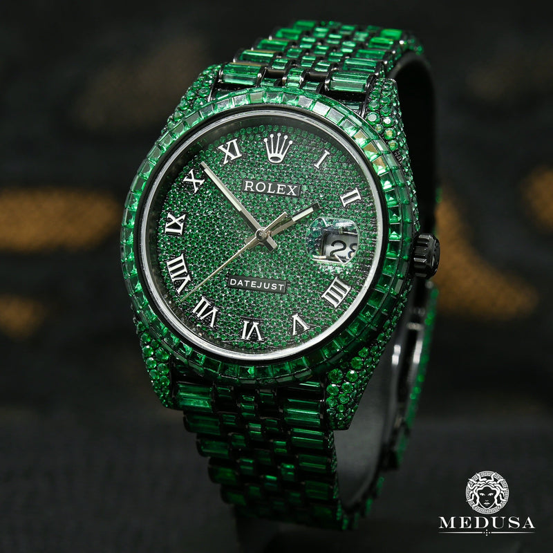 Montre Rolex | Montre Homme Rolex Datejust 41mm - Black &amp; Green Emerald Or Noir