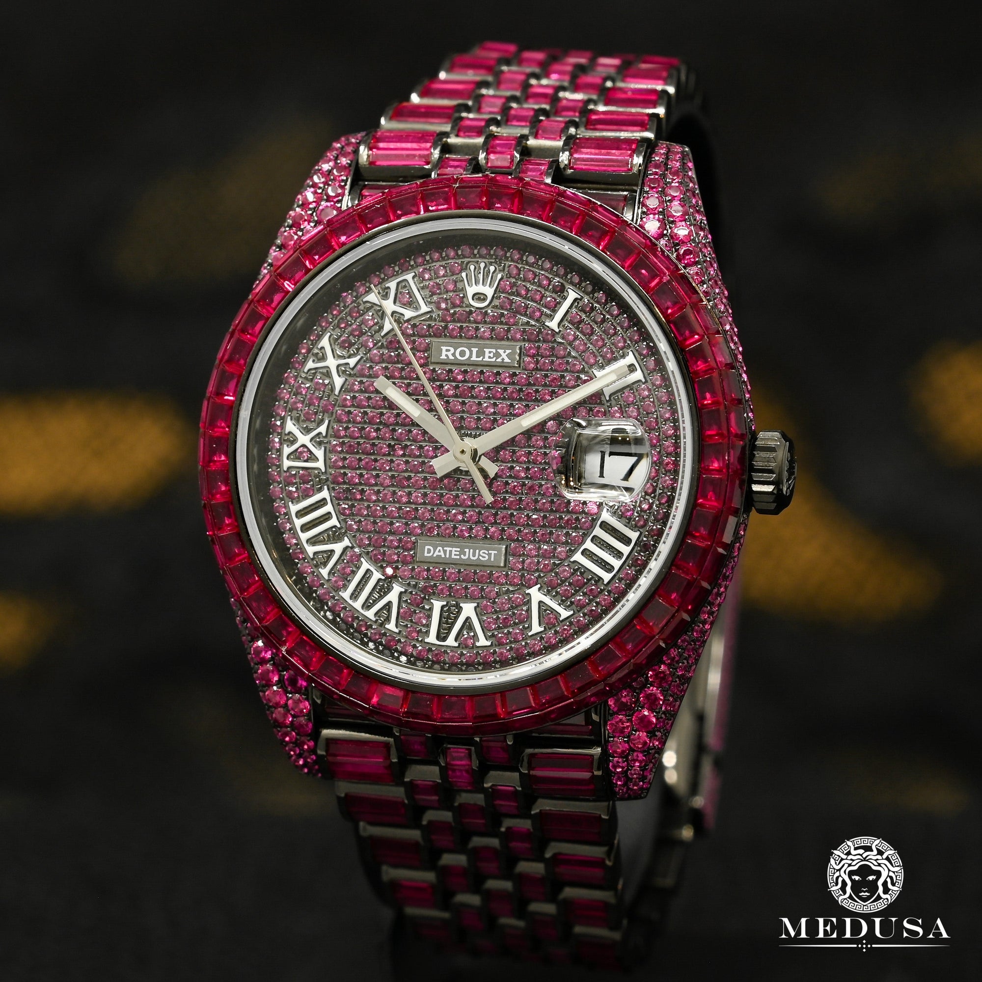 Montre Rolex | Montre Homme Rolex Datejust 41mm - Black & Red Ruby Or Noir