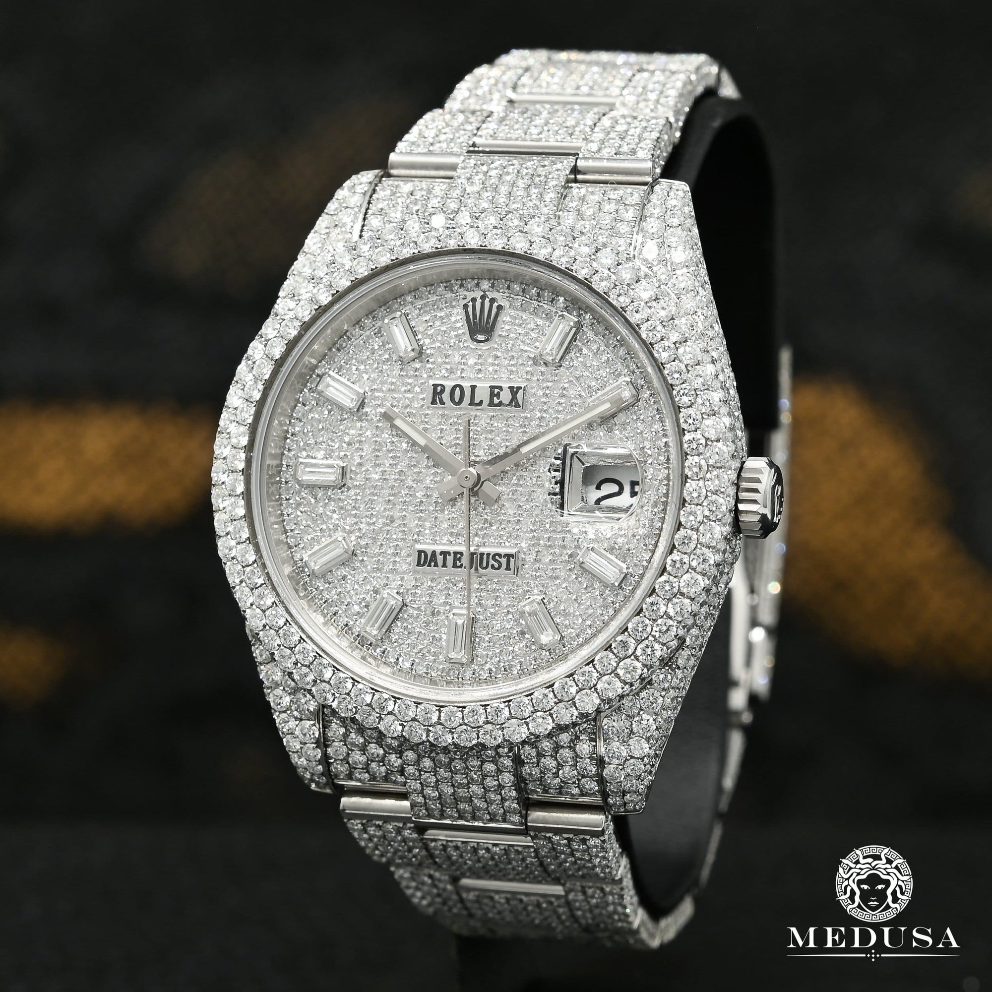 Montre Rolex | Montre Homme Rolex Datejust 41mm - Full Honeycomb Baguette Stainless