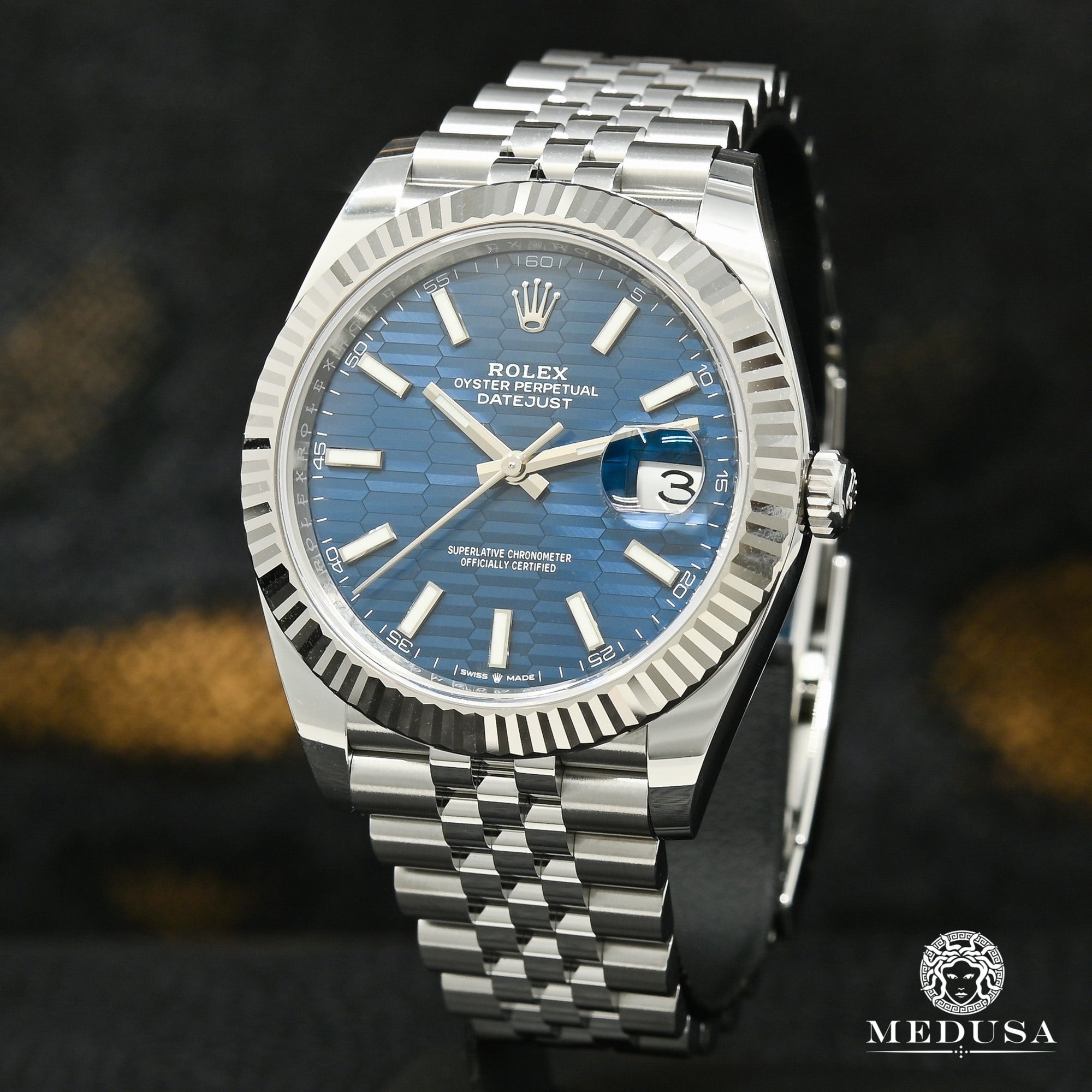 Montre Rolex | Montre Homme Rolex Datejust 41mm - Jubilee Fluted Motif Blue Dial Or Blanc