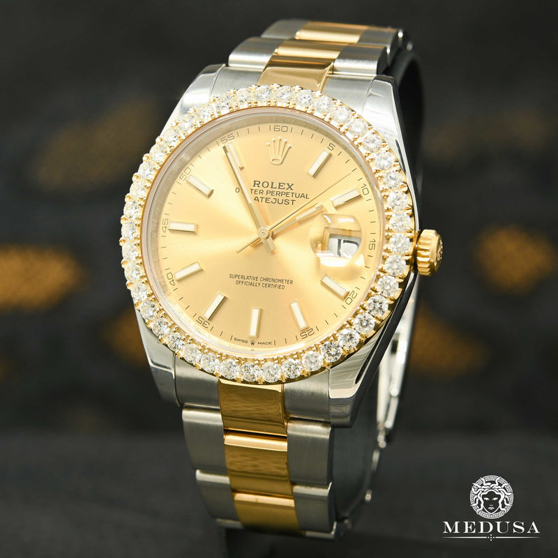 Montre Rolex | Montre Homme Rolex Datejust 41mm - Oyster Champagne Iced Or 2 Tons