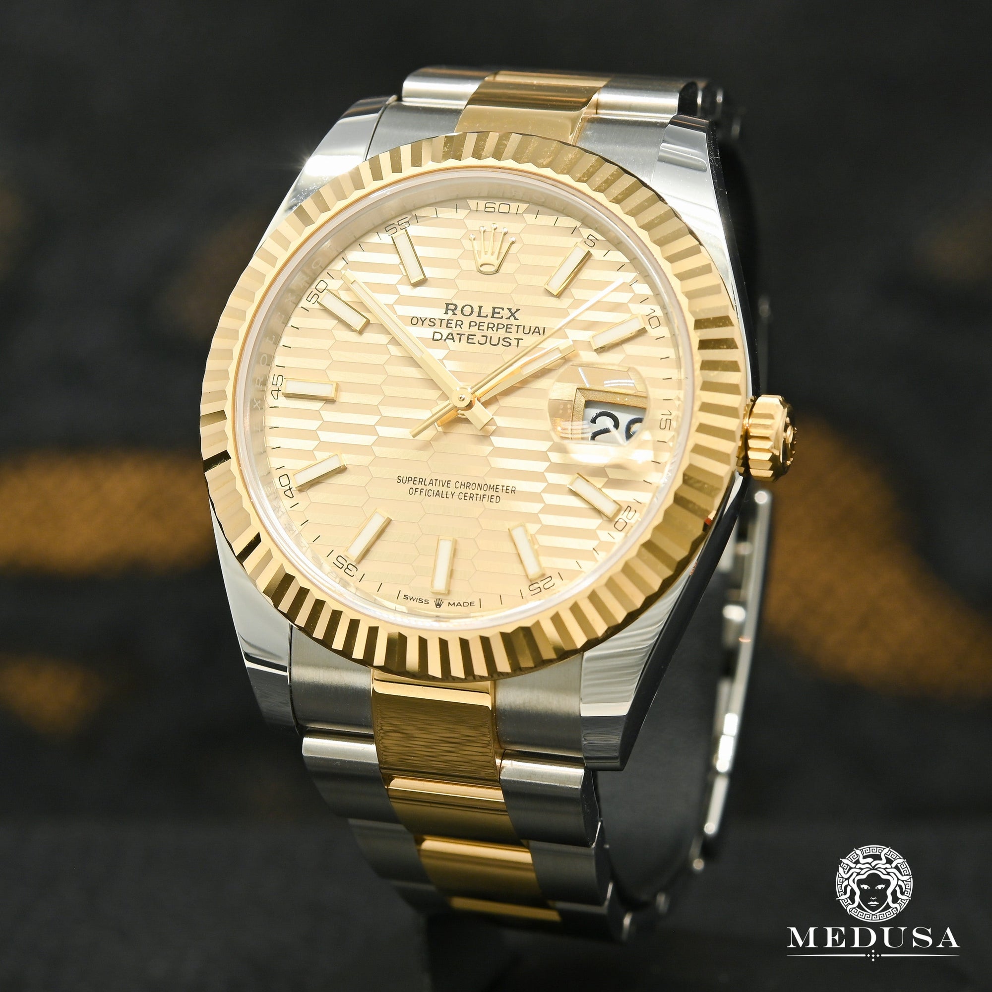 Montre Rolex | Montre Homme Rolex Datejust 41mm - Oyster Champagne Motif Or 2 Tons