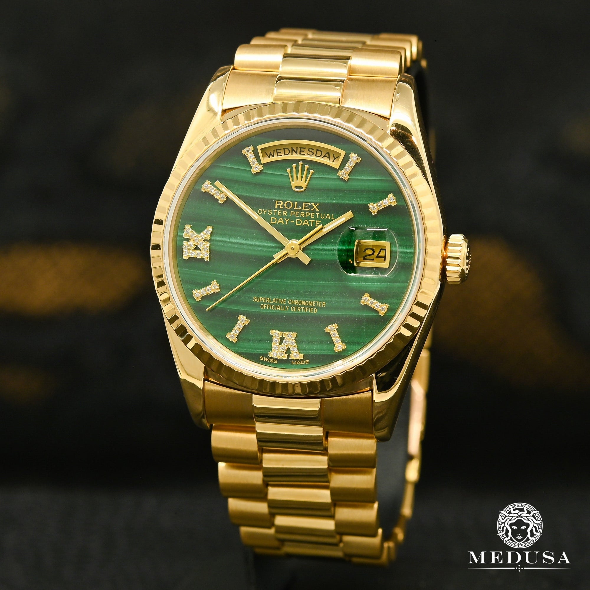 Montre Rolex | Montre Homme Rolex President Day-Date 36mm - Malachite Or Jaune