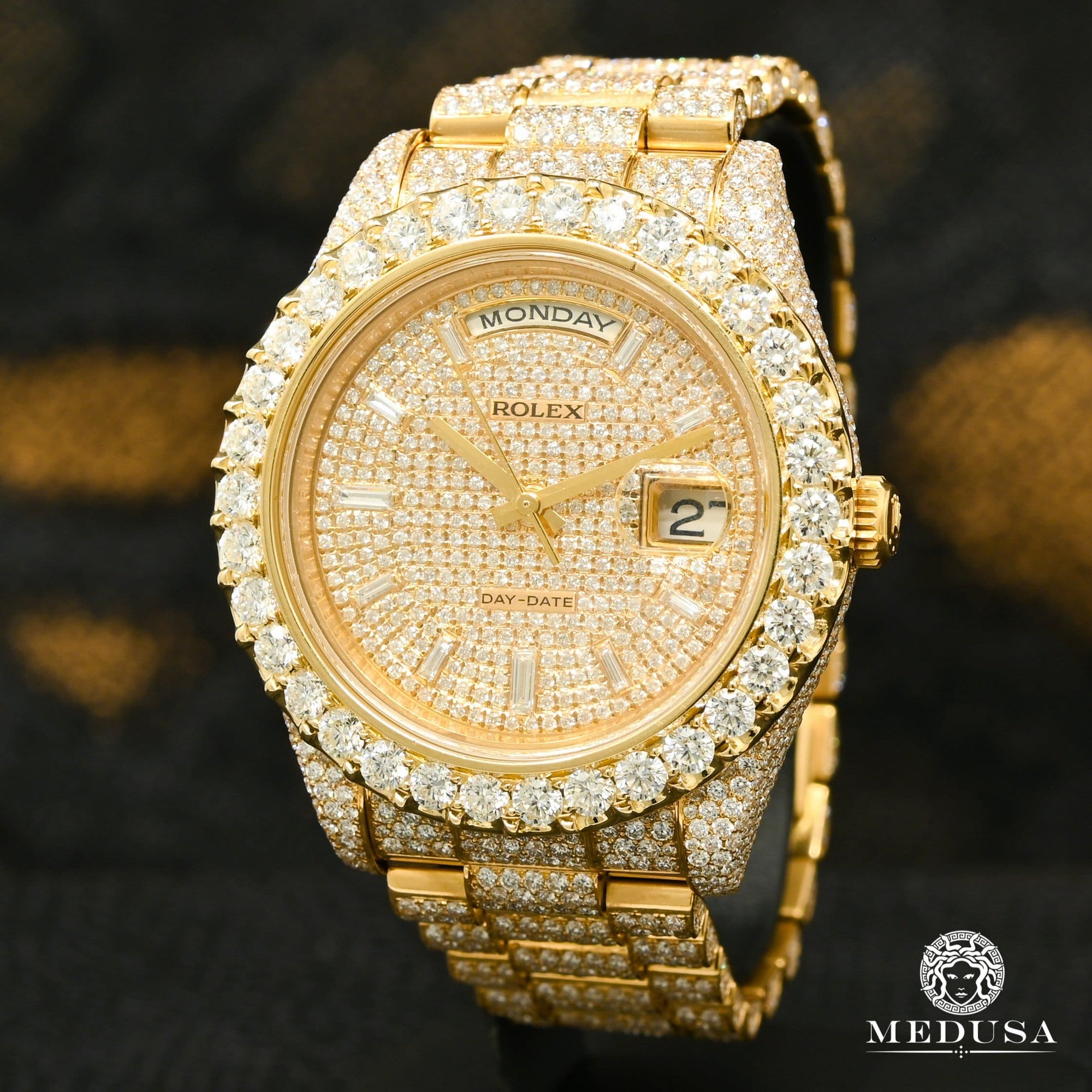 Montre Rolex | Montre Homme Rolex President Day-Date 41mm - Full Honeycomb Baguette Or Jaune