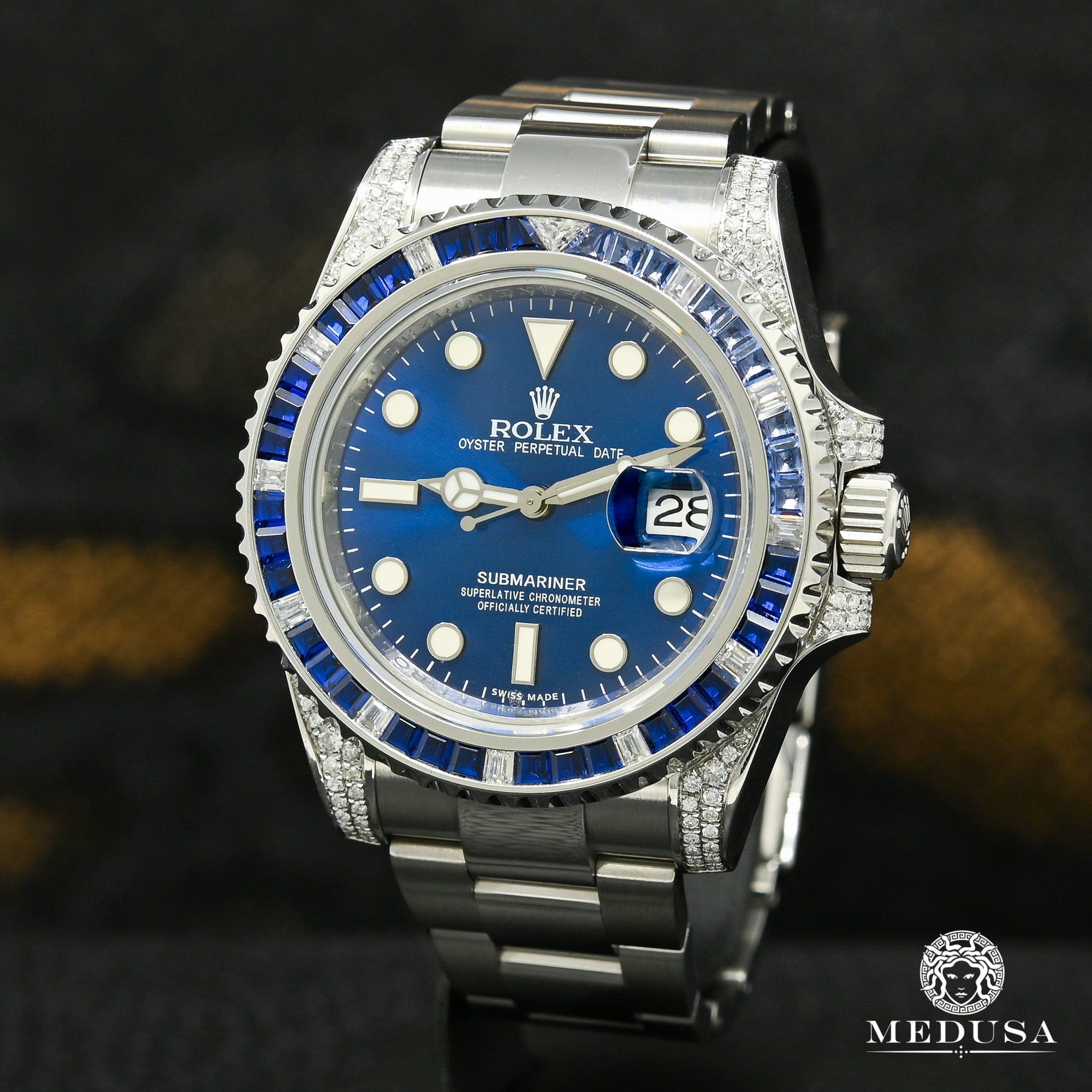 Montre Rolex | Montre Homme Rolex Submariner 40mm - Blue Diamond & Saphir Stainless