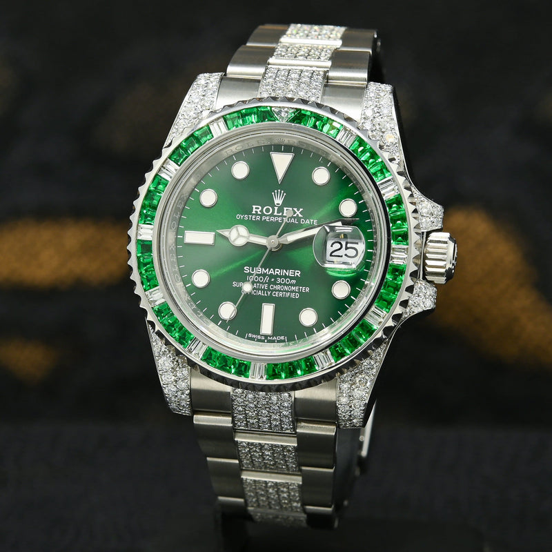 Montre Rolex | Montre Homme Rolex Submariner 40mm - Hulk Iced &amp; Emerald Stainless