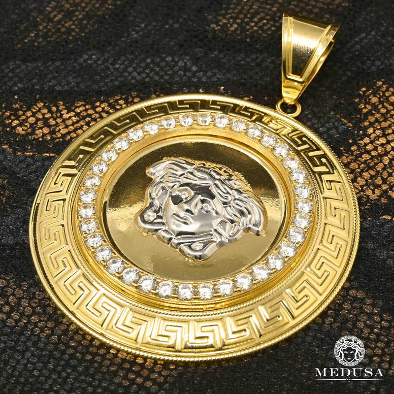 Pendentif en Or 10K | Médaillon Shield X26 Or 2 Tons