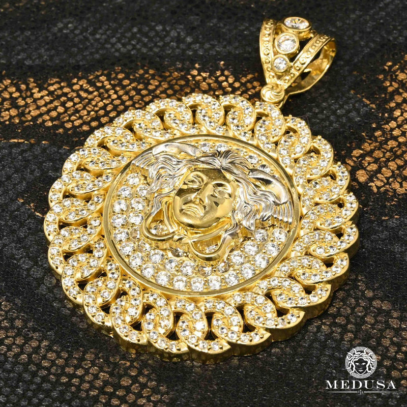 Pendentif en Or 10K | Médaillon Shield X27 Or 2 Tons