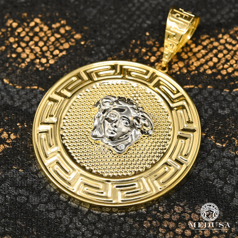 Pendentif en Or 10K | Médaillon Shield X28 Or 2 Tons