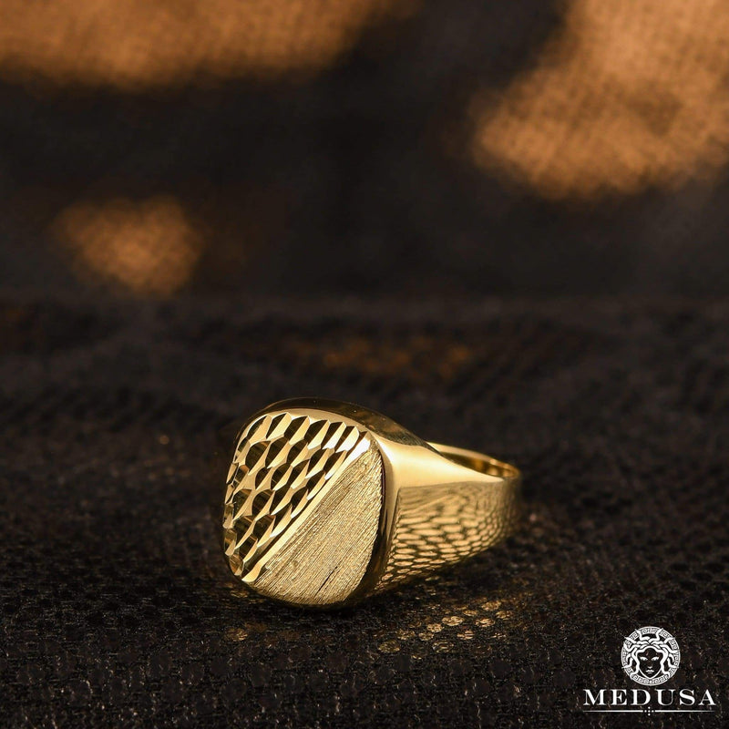 Bague en Or 10K | Bague Homme Signet H1 Or Jaune