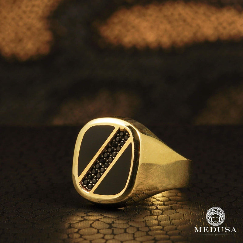 Bague en Or 10K | Bague Homme Signet H16 Or Jaune