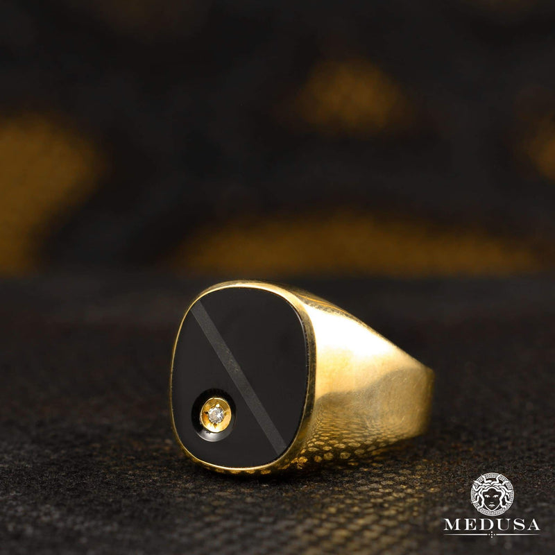 Bague en Or 10K | Bague Homme Signet H7 Or Jaune