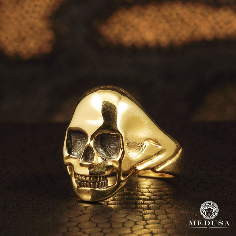 Bague en Or 10K | Bague Homme Skull H1 Or Jaune