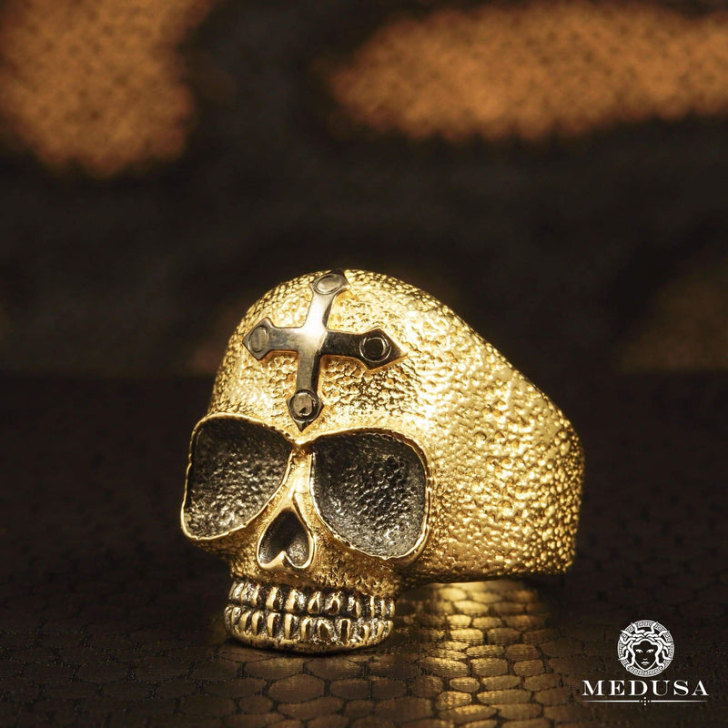 Bague en Or 10K | Bague Homme Skull H2 Or Jaune