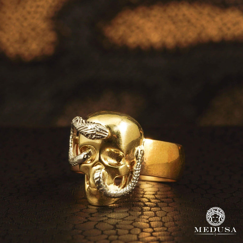 Bague en Or 10K | Bague Homme Skull H3 Or 2 Tons