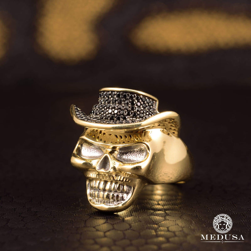 Bague en Or 10K | Bague Homme Skull H4 Or Jaune