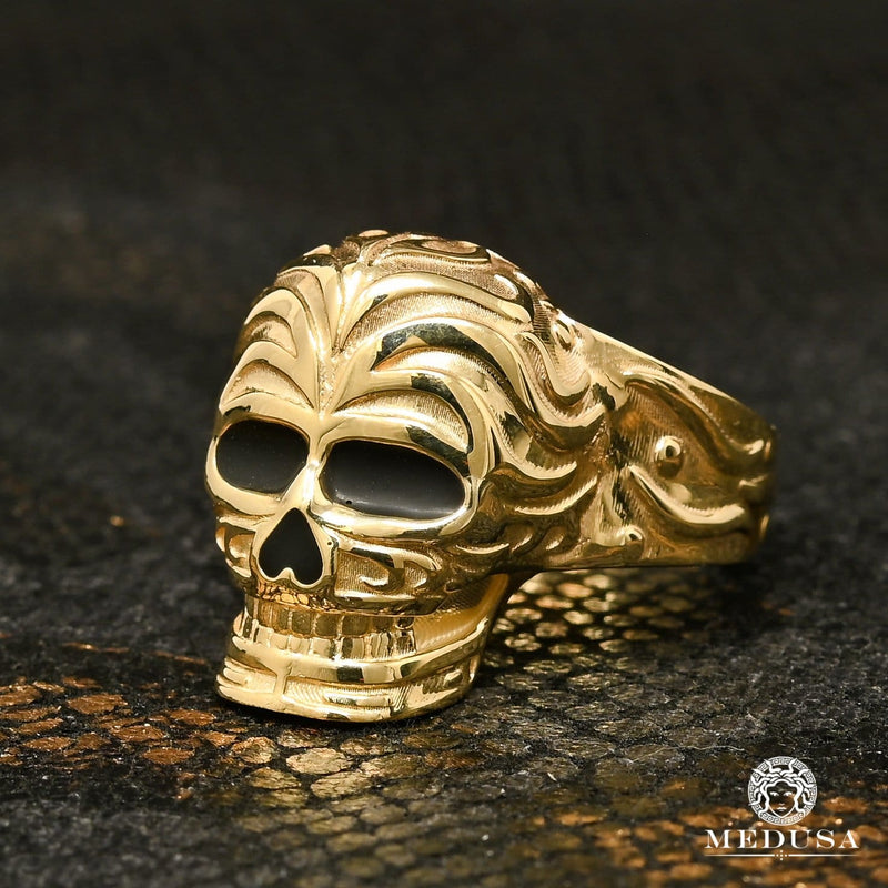 Bague en Or 10K | Bague Homme Skull H6 Or Jaune