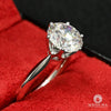 Bague à Diamants en Or 18K | Bague Fiançaille Solitaire D4 - 4.00CT Round Cut Or Blanc