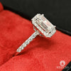 Bague à Diamants en Platine | Bague Fiançaille Solitaire D8 - 1.75CT Halo Emerald Cut Platine