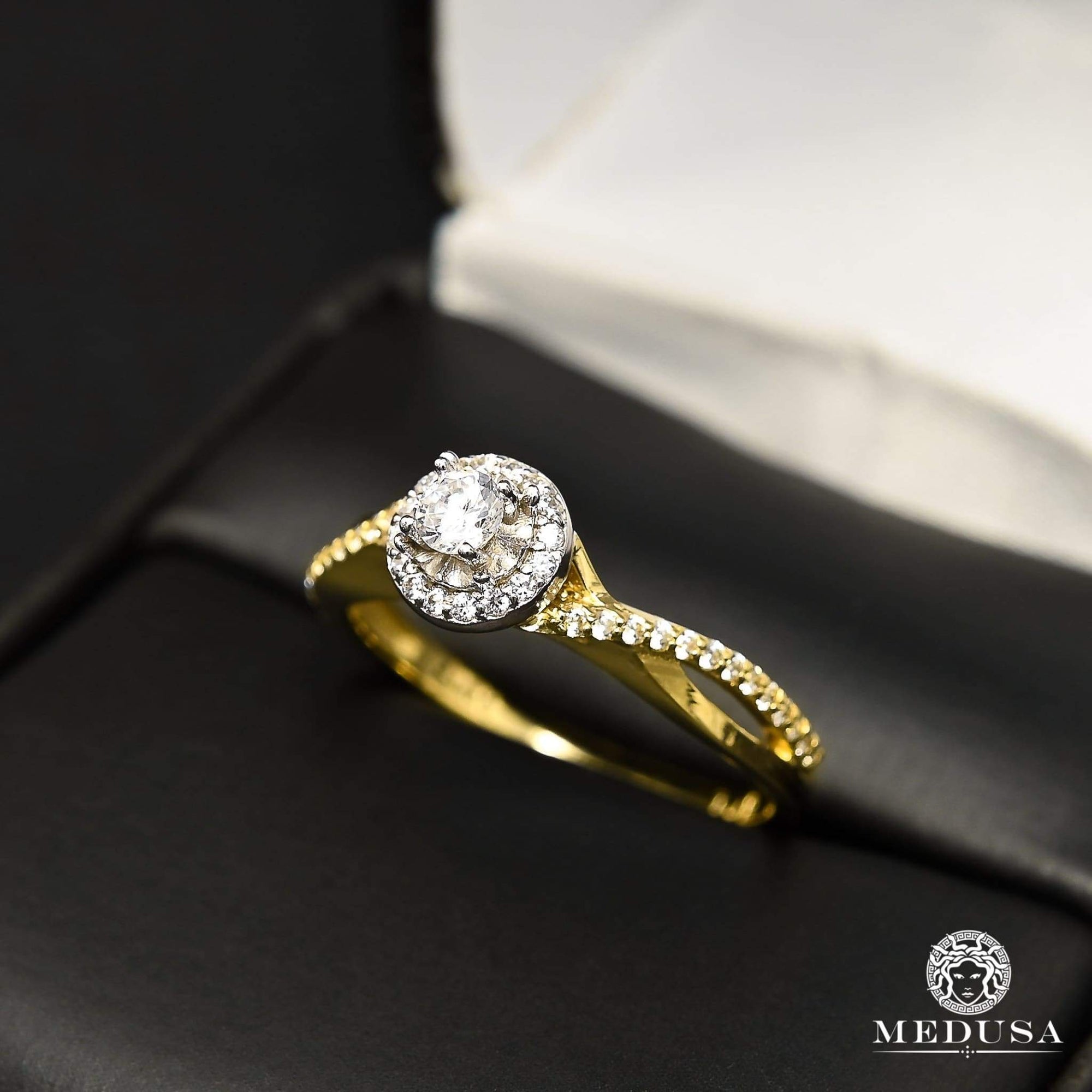 Bague à Diamants en Or 14K | Bague Fiançaille Solitaire F26 - MA0876 Or Jaune