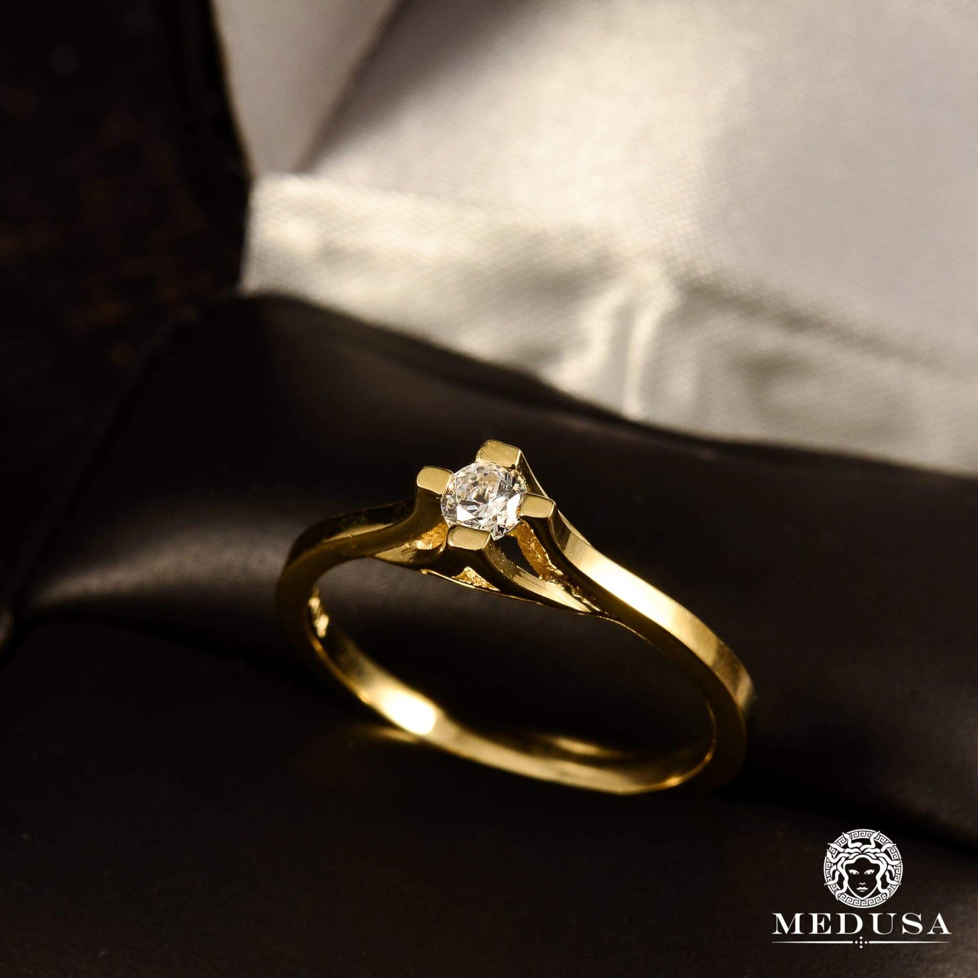 Bague à Diamants en Or 14K | Bague Fiançaille Solitaire F4 - MA0695