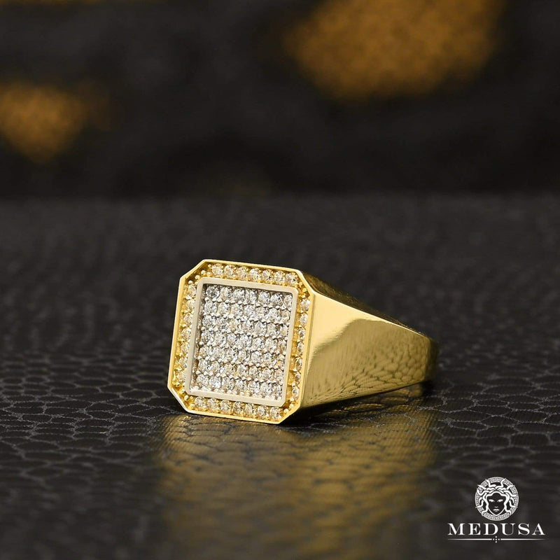 Bague en Or 10K | Bague Homme Square H34 Or Jaune