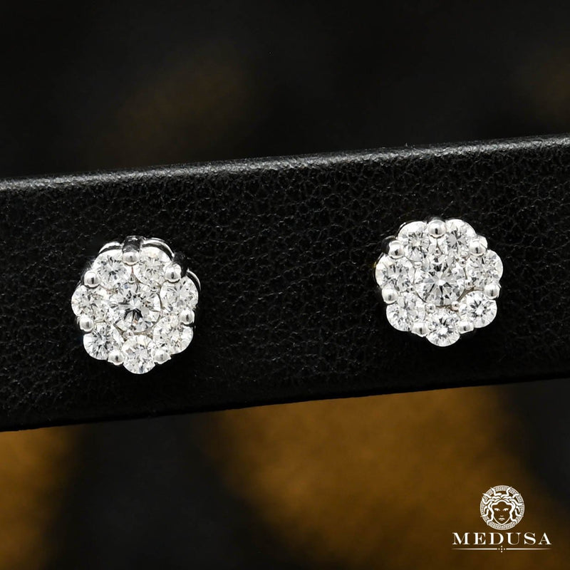 Studs Diamants en Or 10K | Boucles d’Oreilles Studs D21 - Diamant Or Blanc / 60PT