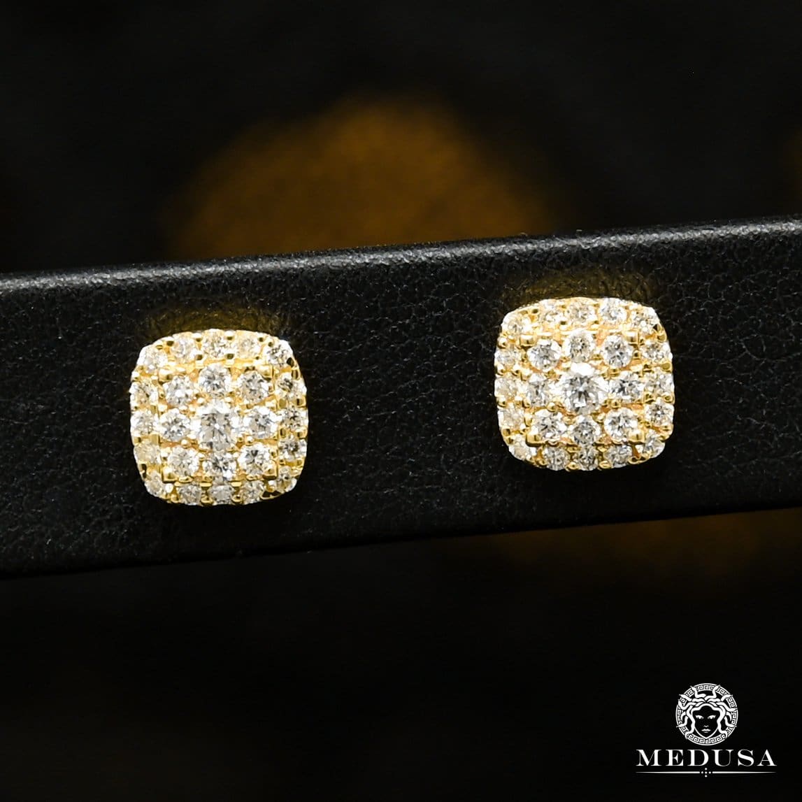 Studs Diamants en Or 10K | Boucles d’Oreilles 8mm Studs D22 - Diamant Or Jaune