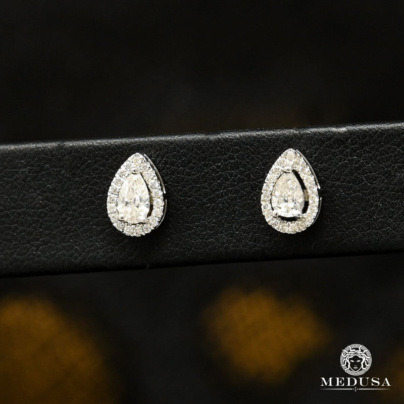 Studs Diamants en Or 10K | Boucles d’Oreilles Studs D27 - Pear Cut Diamant Or Blanc