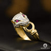 Bague en Or 10K | Bague Femme Tiger F12 Or Jaune / Rubis