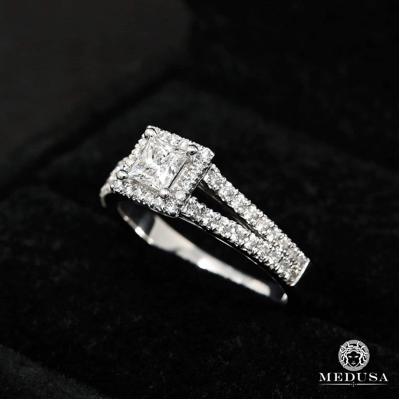 Bague à Diamants en Or 18K | Bague Fiançaille Trinity D5 - Bague Solitaire 41PT Princess Cut Or Blanc