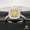 Bague à Diamants en Or 18K | Bague Fiançaille Trinity D6 - Bague Solitaire 60PT Yellow Canary Or Blanc