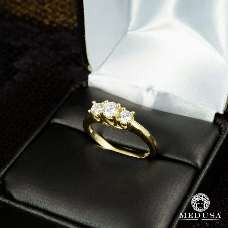 Bague à Diamants en Or 14K | Bague Fiançaille Trinity F9 - MA0696