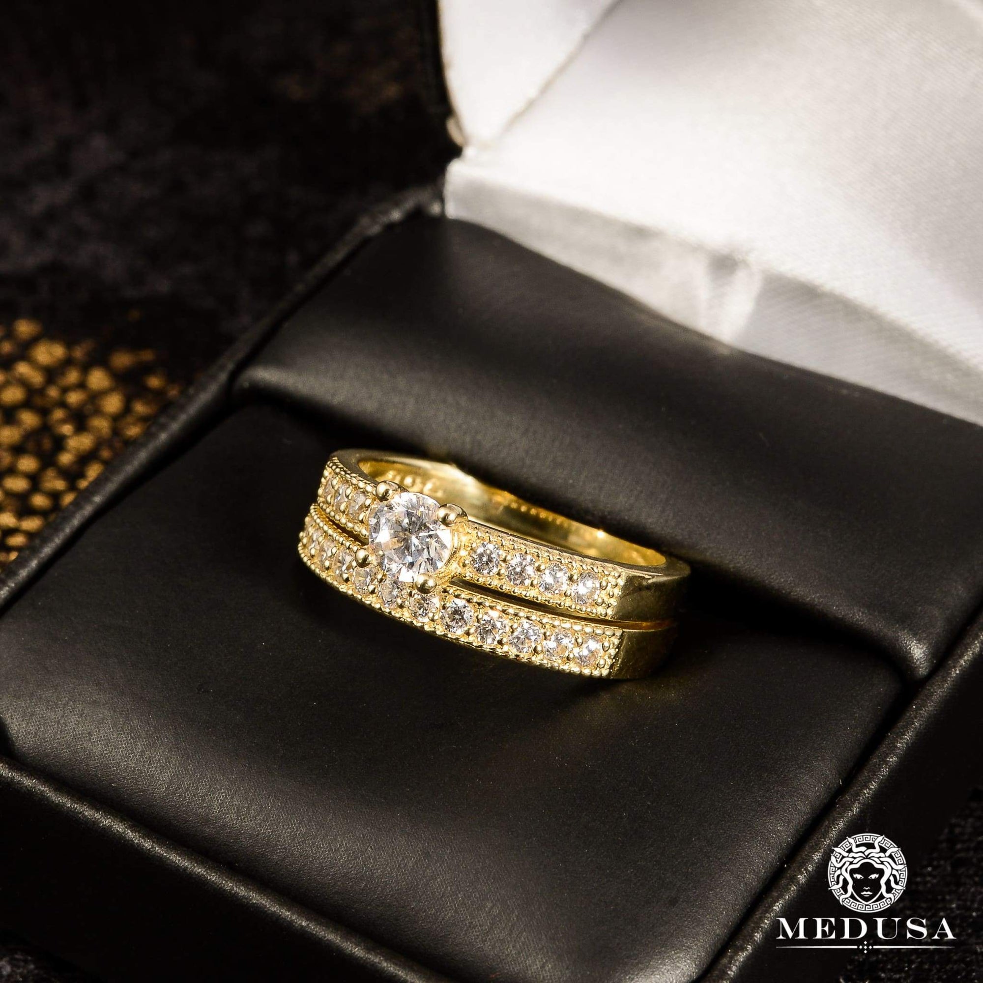 Bague à Diamants en Or 14K | Bague Fiançaille Trinity Set F1 - MA0755