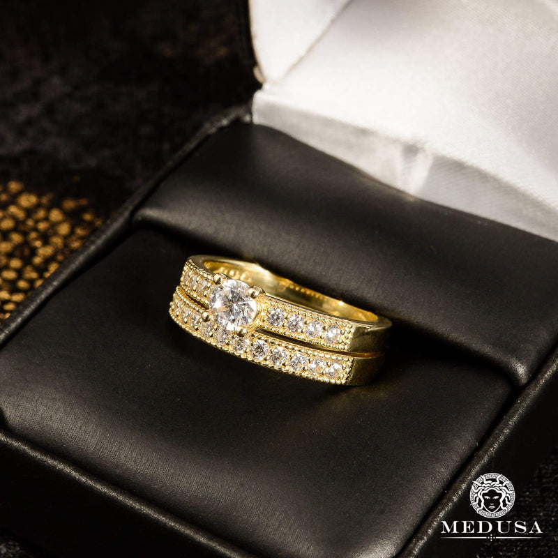 Bague à Diamants en Or 14K | Bague Fiançaille Trinity Set F1 - MA0755