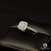 Bague à Diamants en Or 18K | Bague Fiançaille Trinity Set F4 - Bague Solitaire 50PT Cushion Cut Or Blanc