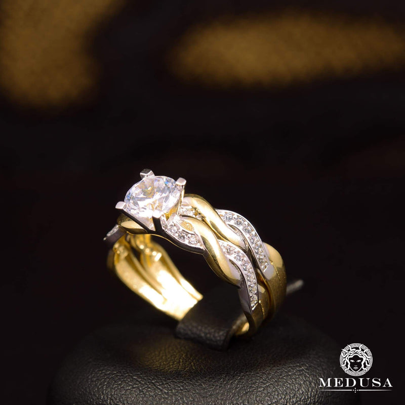 Bague en Or 10K | Bague Femme Zirconia F25 Or 2 Tons